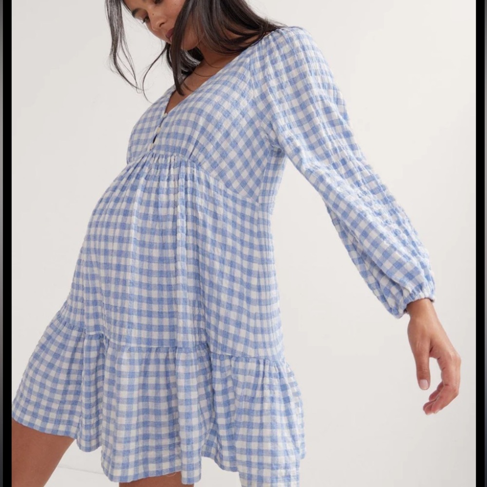 Hatch Blue and White Gingham Mini Dress